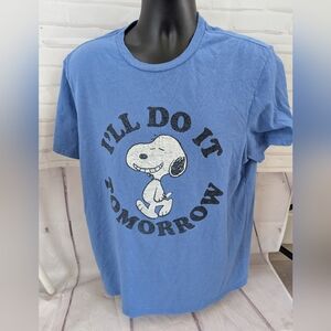 Peanuts Blue Snoopy 'I'll Do It Tomorrow' Tee